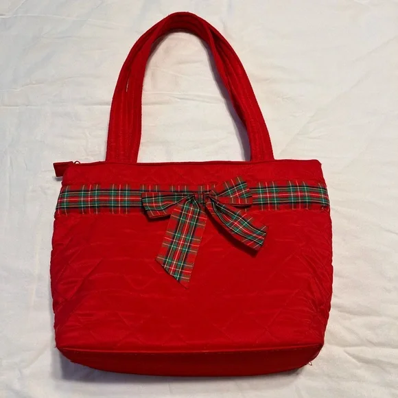 Festive Quilted Red Holiday Purse Tote and Wallet - Picture 4 of 15
